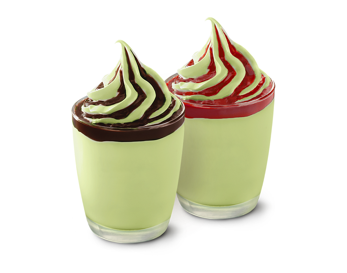 Matcha Hot Fudge Sundae and Matcha Strawberry Sundae