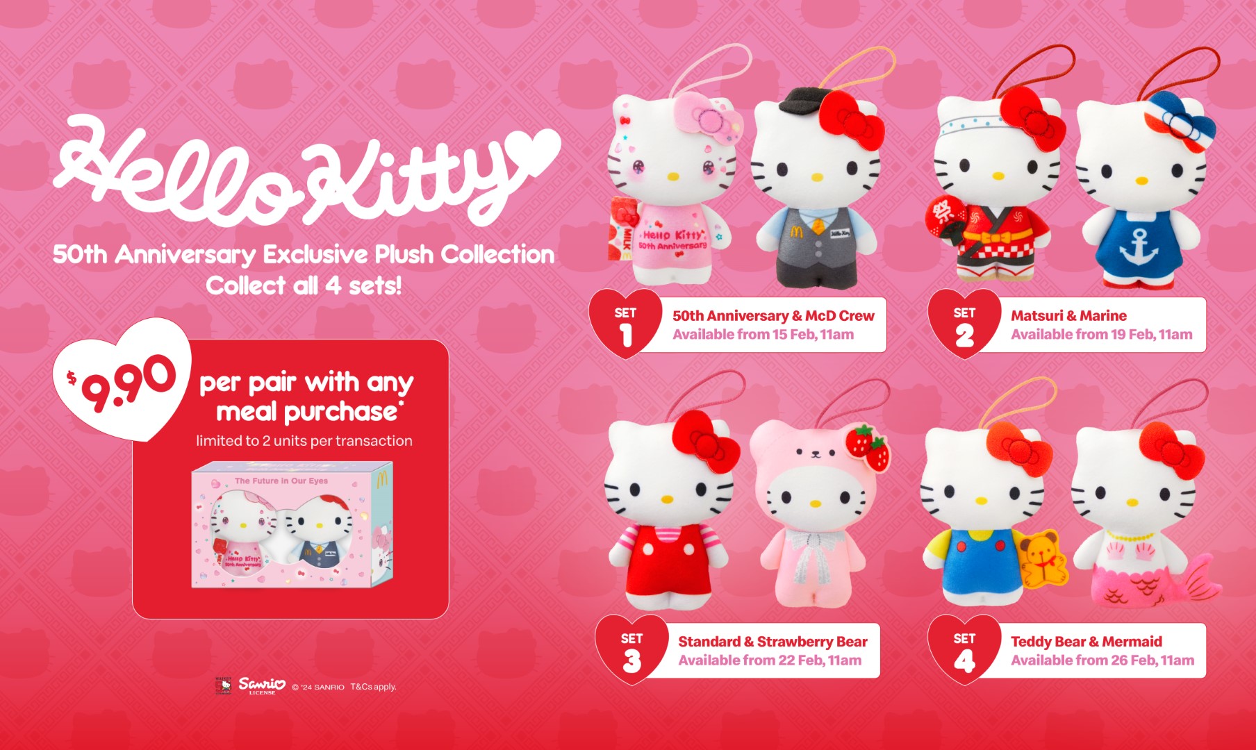Limited Edition Hello Kitty 50th Anniversary Plushies