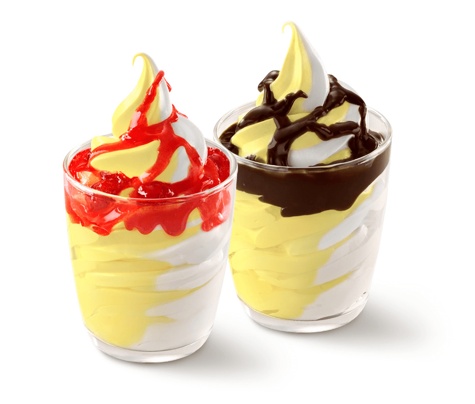 Pineapple Twist Hot Fudge Sundae and  Pineapple Twist Strawberry Sundae 