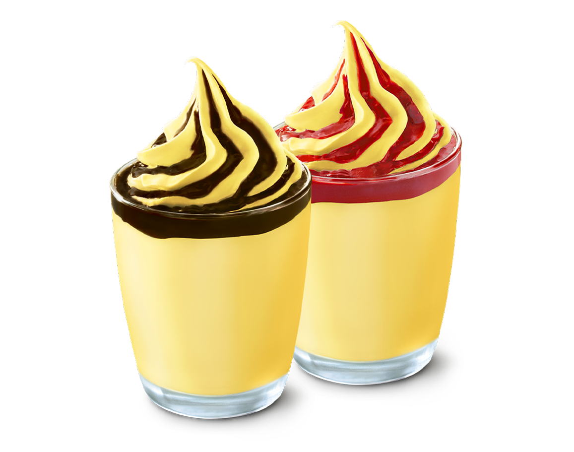 Banana Hot Fudge Sundae and Banana Strawberry Sundae